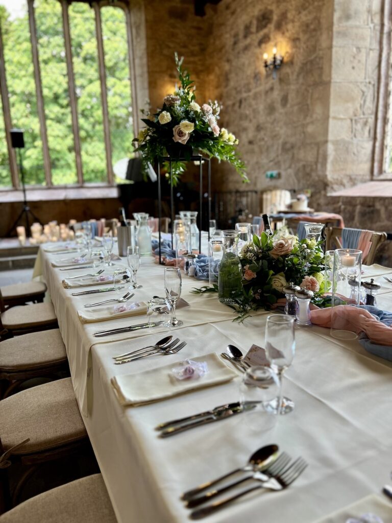 Wedding meal with piano in background
