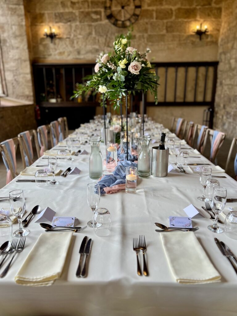 Table set for wedding meal