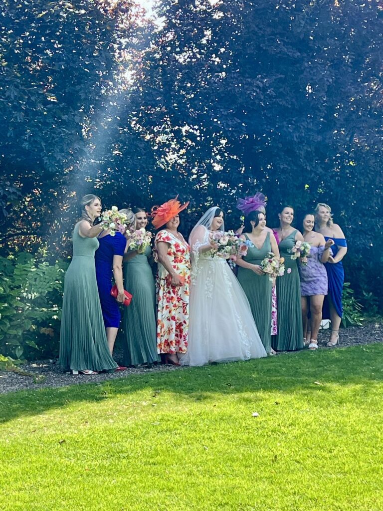 Bride with Bridesmaids in Staffordshire at Sandon Hall