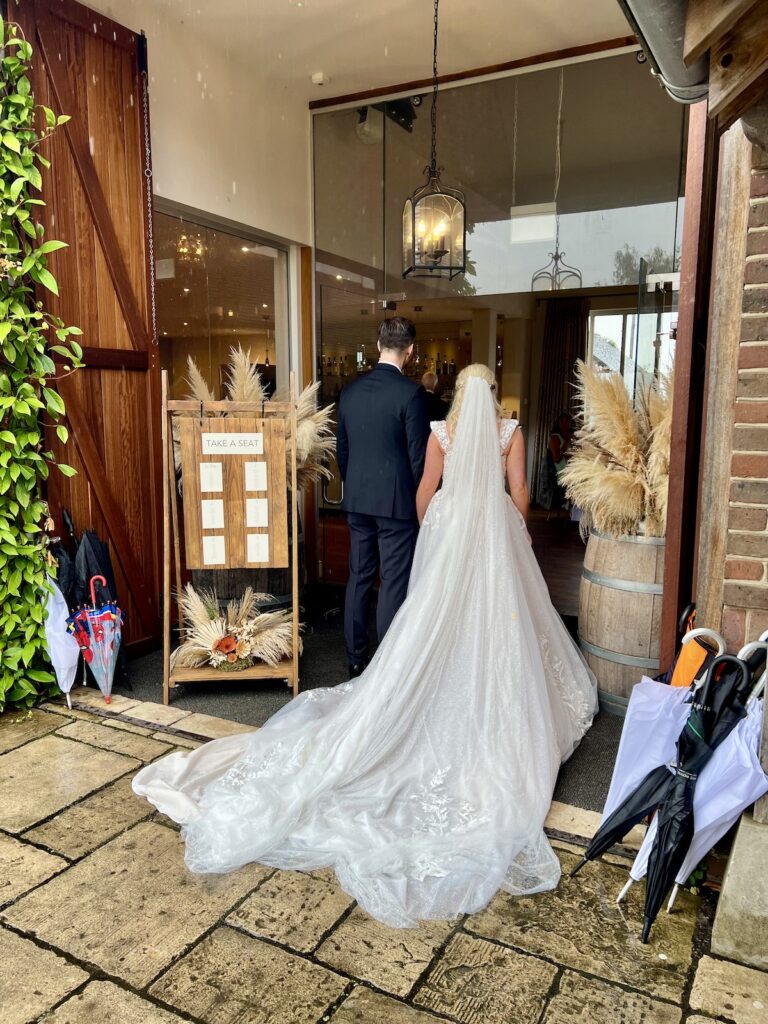 Bride and Groom Meal Entrance at the Wickham Estate in Hampshire
