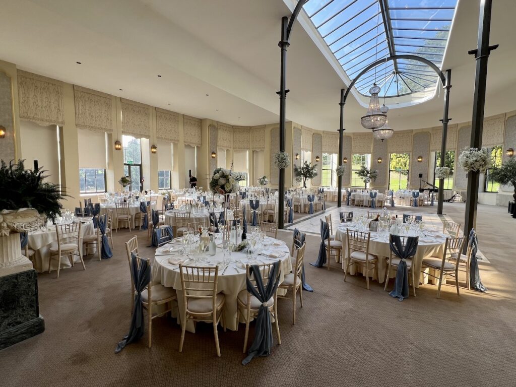 Wedding meal room at Wynyard Hall