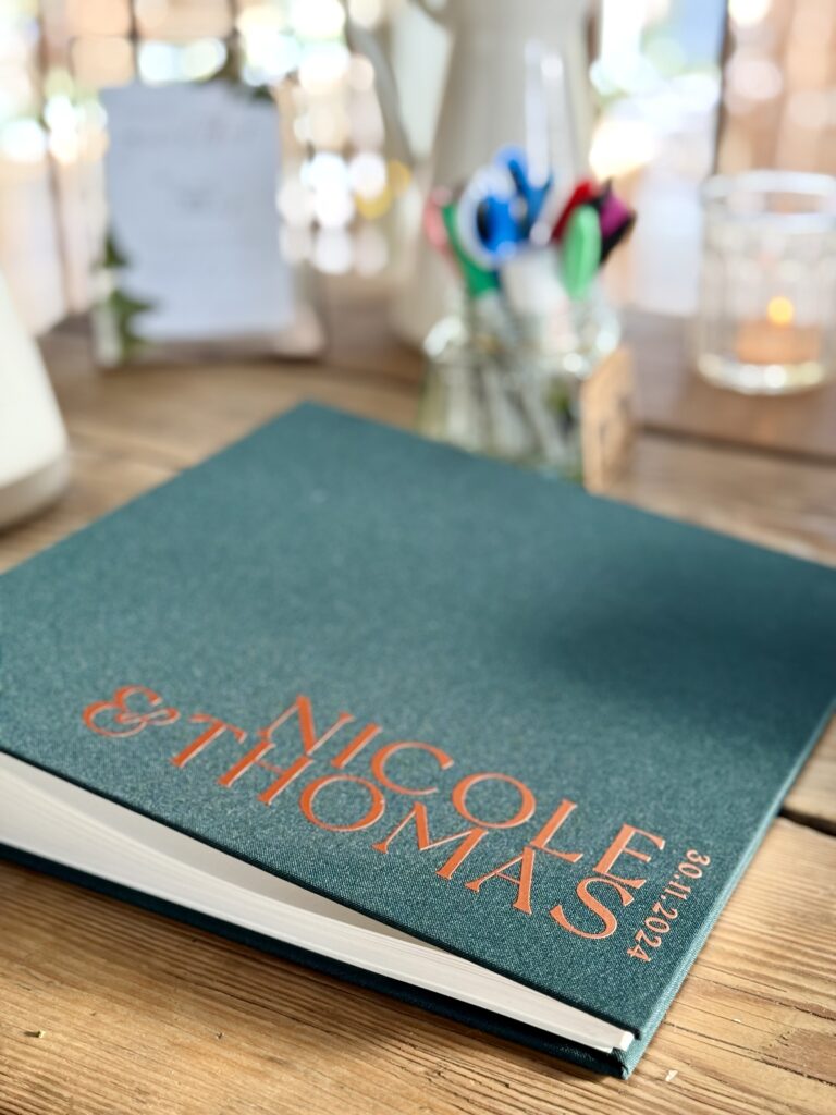 Wedding Guest Book at Cripps Stone Barn in Gloucestershire