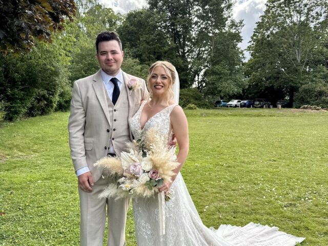 Bride and Groom at Cantley Hall Hotel in Wokingham. Surrey