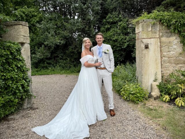 Bride and Groom at Hooton Pagnell Hall