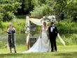 Bride and Groom with celebrant at Oxnead Hall in Norfolk
