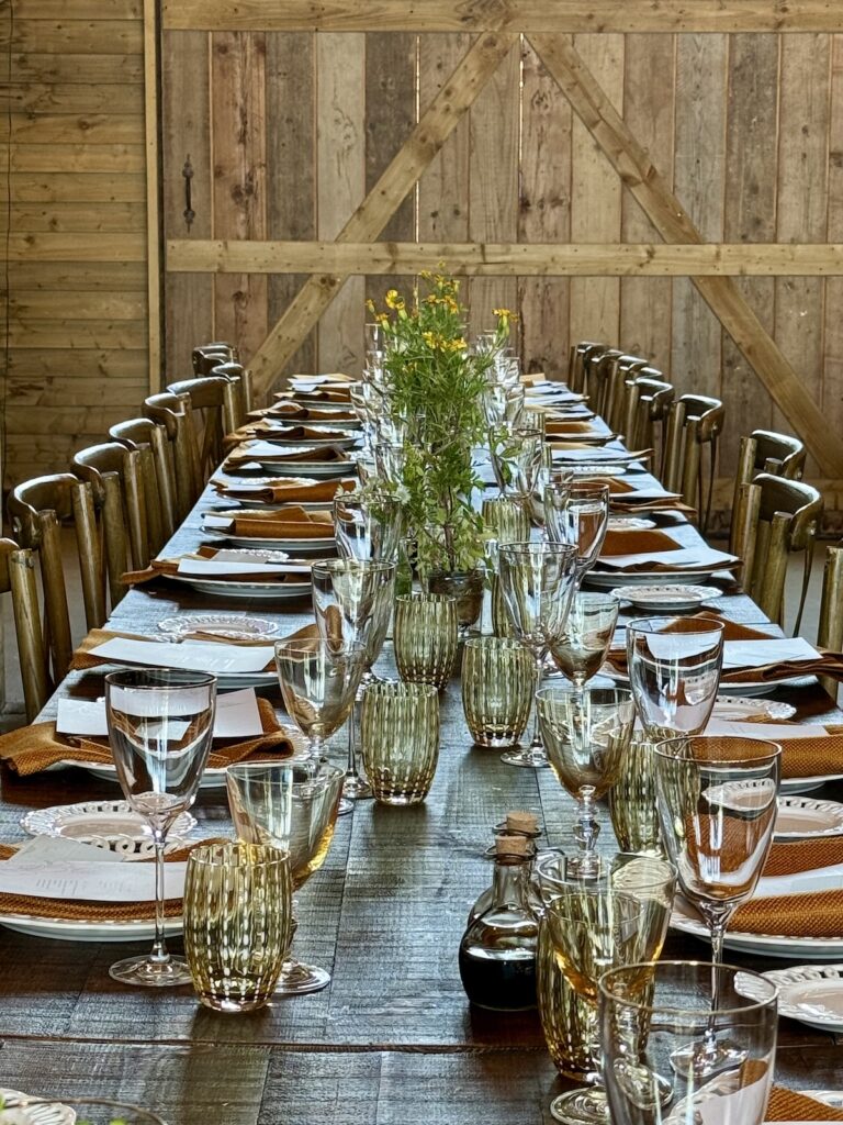 Wedding Breakfast setup at High Billingshurst Farm in Surrey