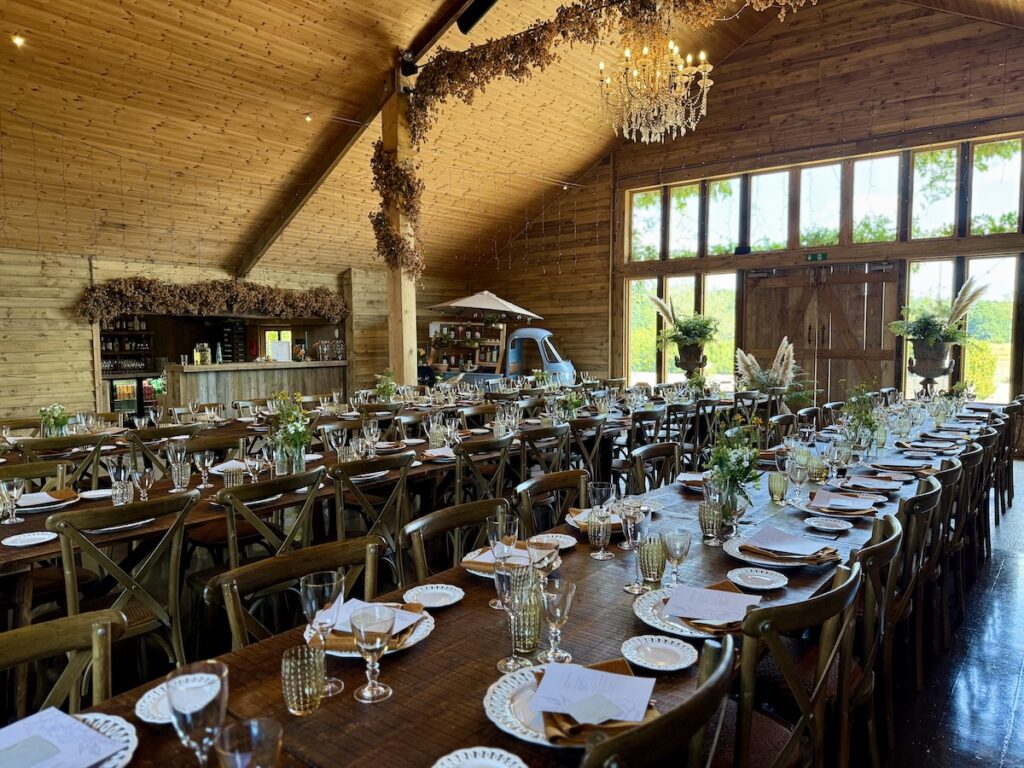 Wedding meal at High Billingshurst Farm in Surrey