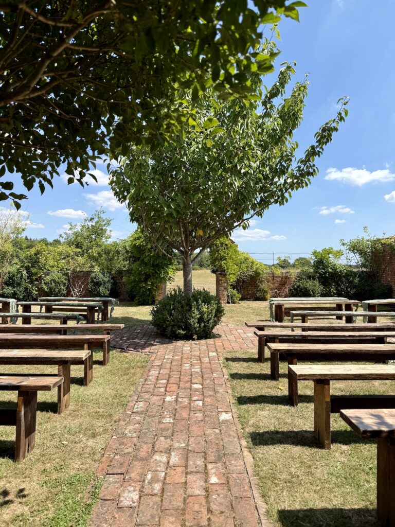 Wedding ceremony outdoor space at High Billingshurst Farm in Surrey