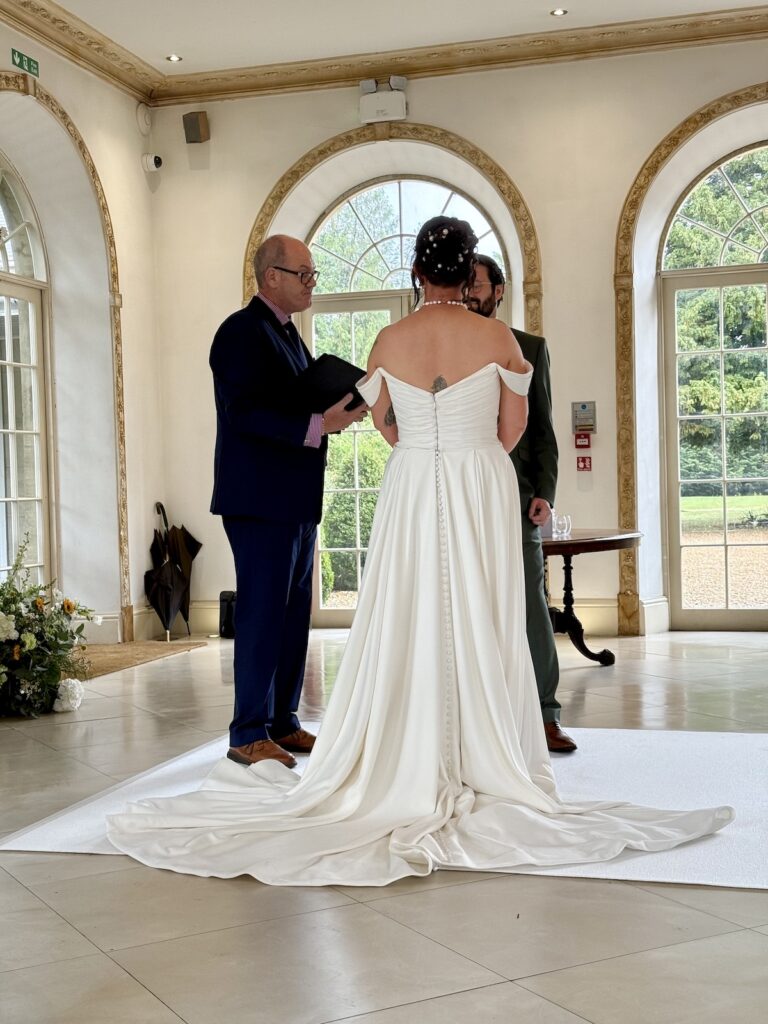 Bride and Groom in Ceremony at Northbrook Park near Farnham and in Hampshire.