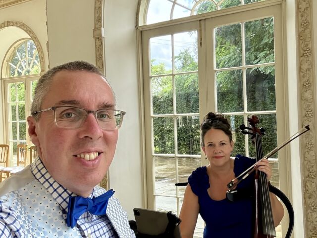 JAM Duo Cello and Piano at Northbrook Park near Farnham and in Hampshire.