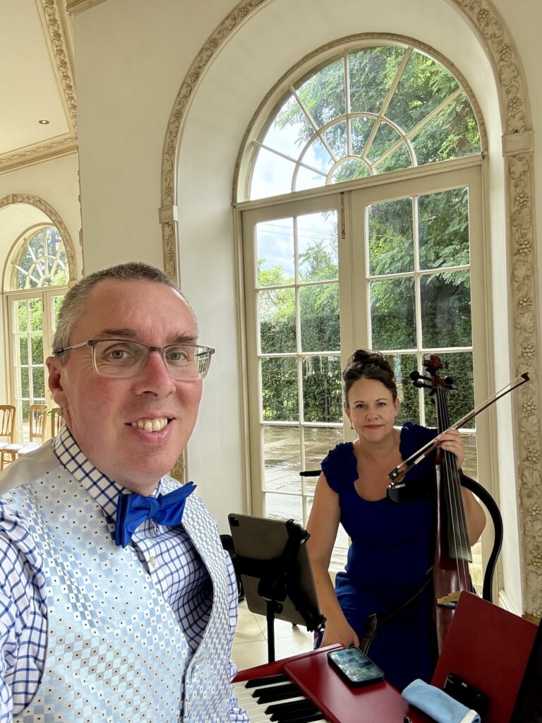 JAM Duo Cello and Piano at Northbrook Park near Farnham and in Hampshire.