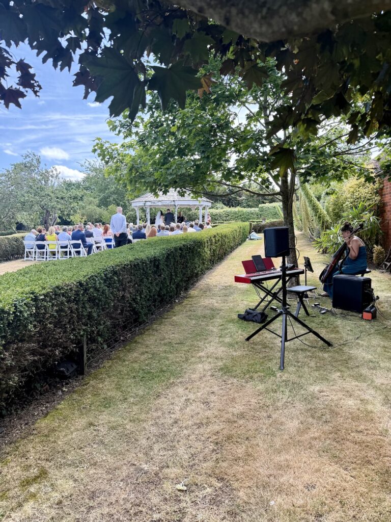 JAM Duo Outside for the wedding ceremony at The Lawn, Rochford, Essex