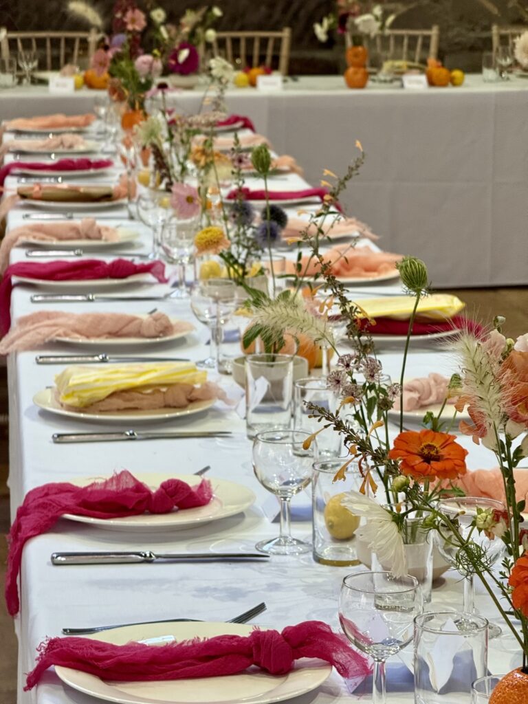Wedding breakfast setup at Blackfriars Priory in Gloucester