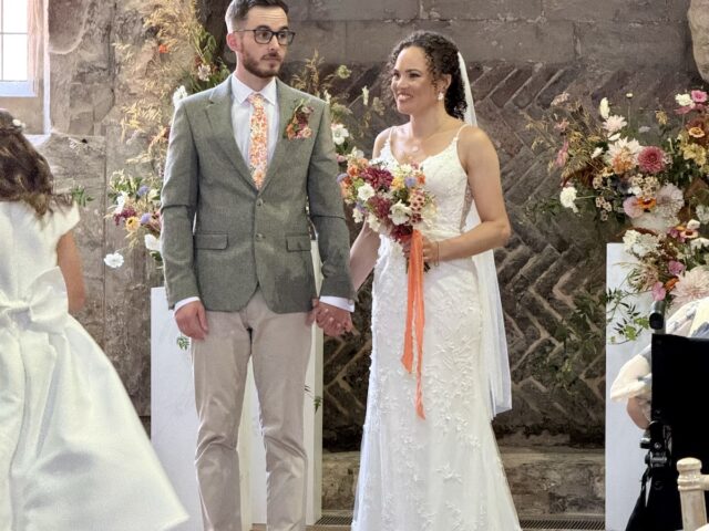Wedding couple at Blackfriars Priory in Gloucester
