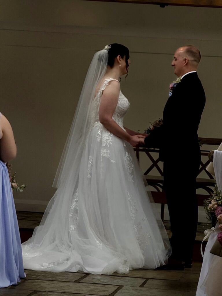 Bride and Groom Ceremony at Hanbury Barns in Staffordshire