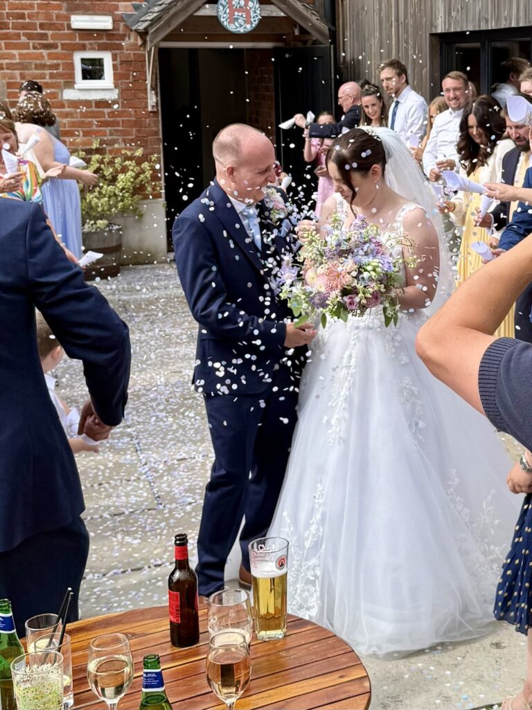 Bride and Groom Confetti shot at Hanbury Barns in Staffordshire