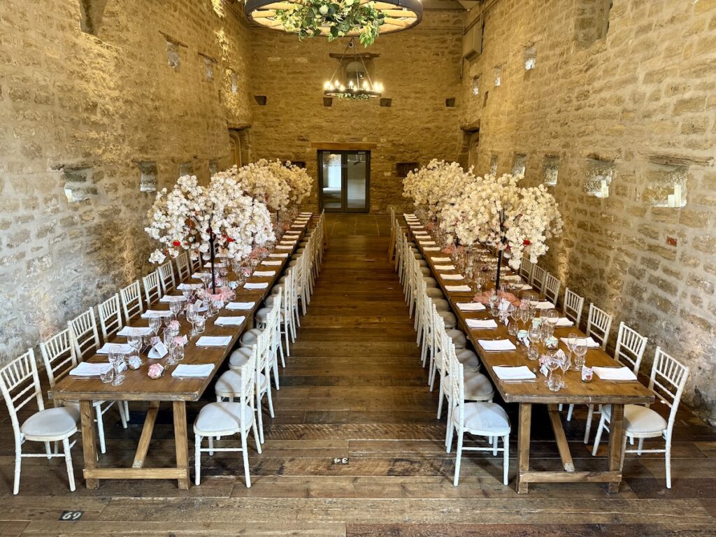 Wedding meal at Hooton Pagnell Hall in Doncaster South Yorkshire.
