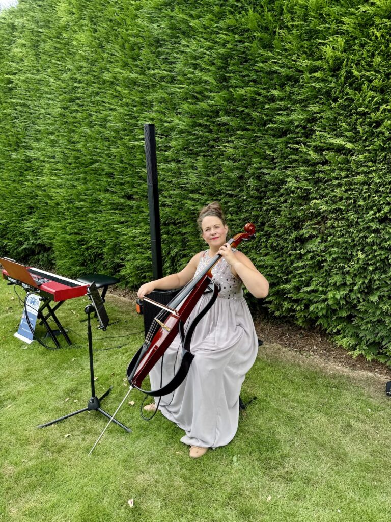 Anne Marie Wedding cellist at Hooton Pagnell Hall in Doncaster South Yorkshire.
