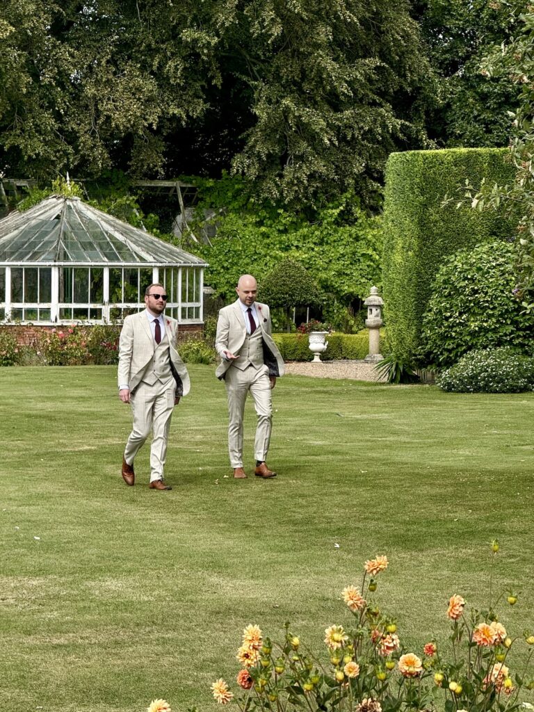 Groomsmen at Hooton Pagnell Hall in Doncaster South Yorkshire.
