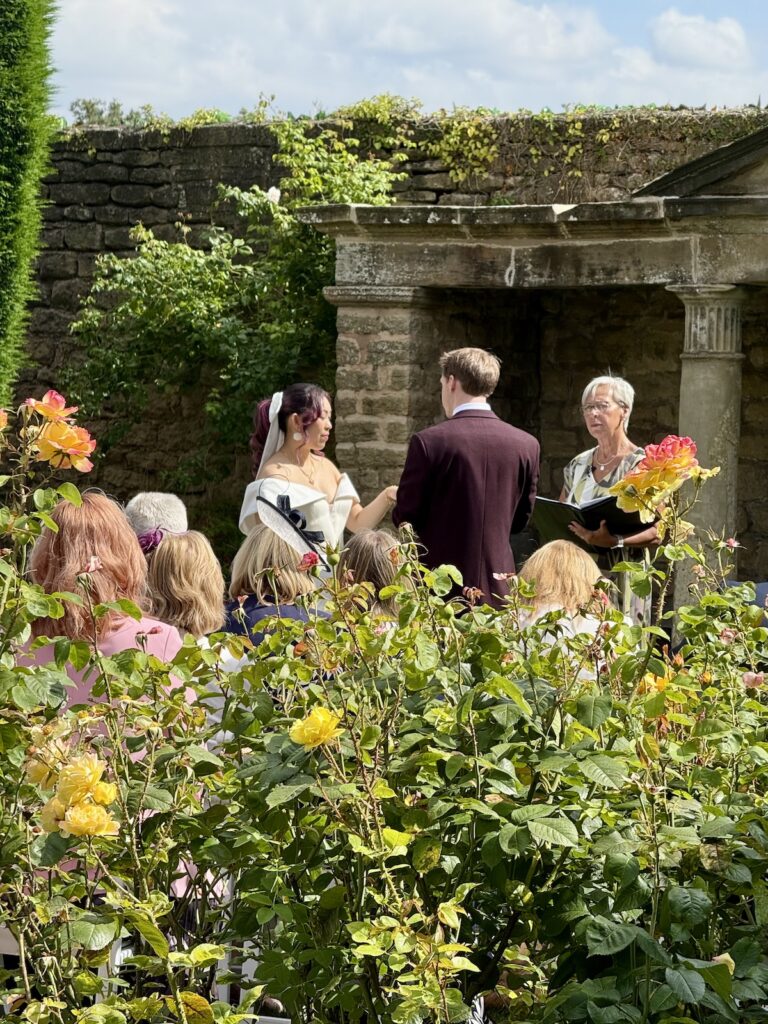 Wedding couple at Hooton Pagnell Hall in Doncaster South Yorkshire.