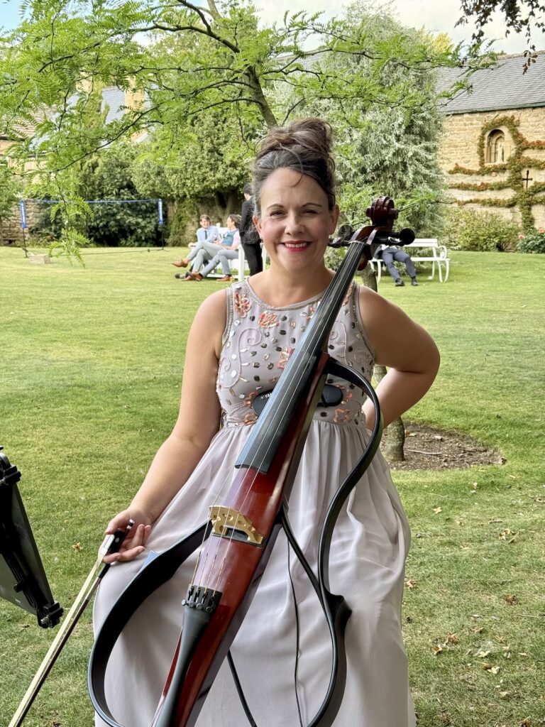 Wedding cellist at Hooton Pagnell Hall in Doncaster South Yorkshire.