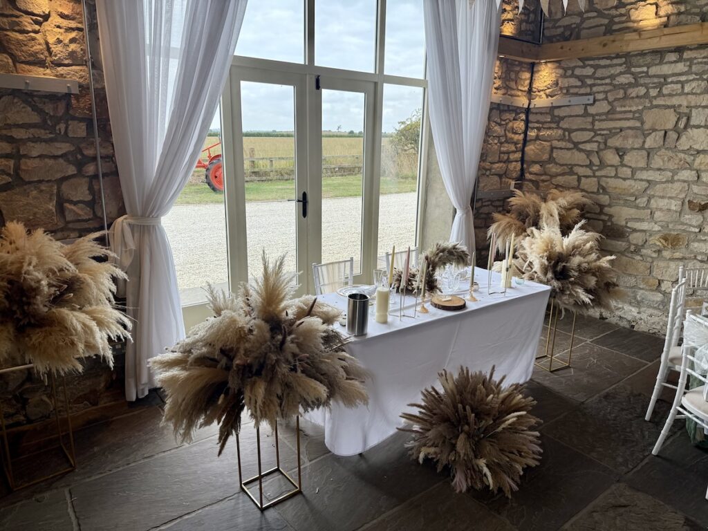 Top Table for wedding meal at Northside Farm in Horsley Newcastle