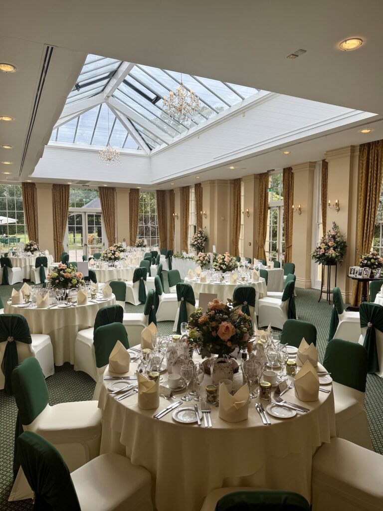 The meal room with a green theme at The Lawn, Rochford in Essex