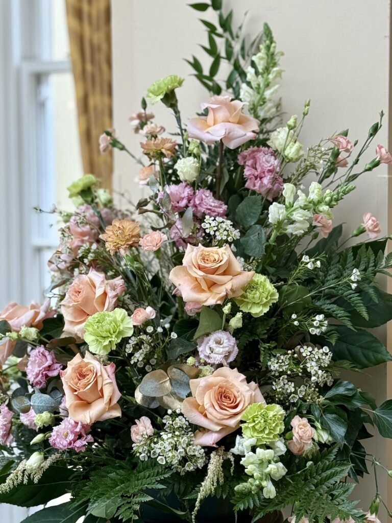 Wedding floral display at The Lawn, Rochford in Essex