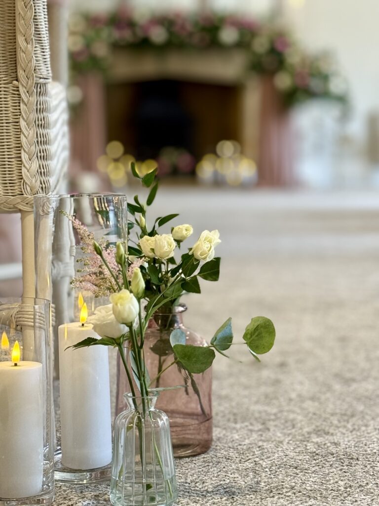 Aisle flowers at Tickton Grange