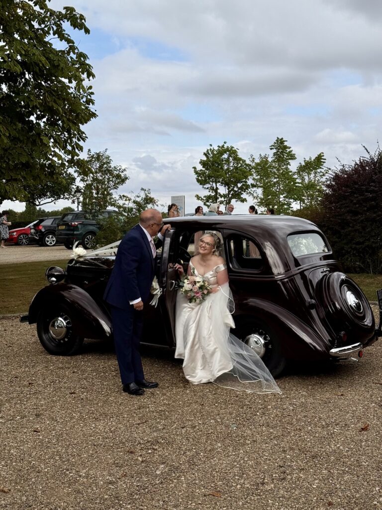 Bride and Wedding car at Tickton Grange
