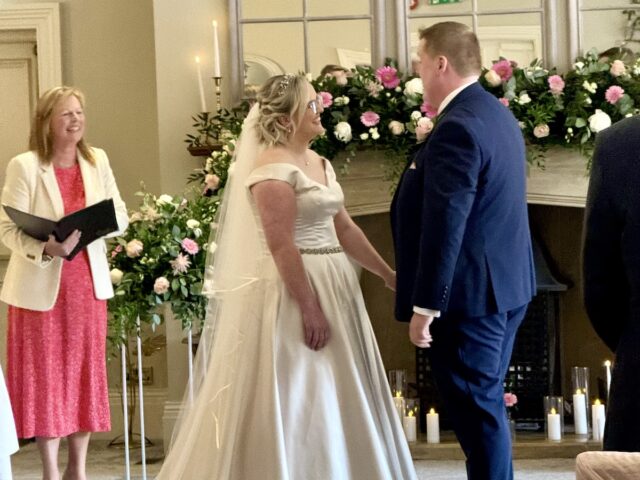 Bride and Groom ceremony at Tickton Grange