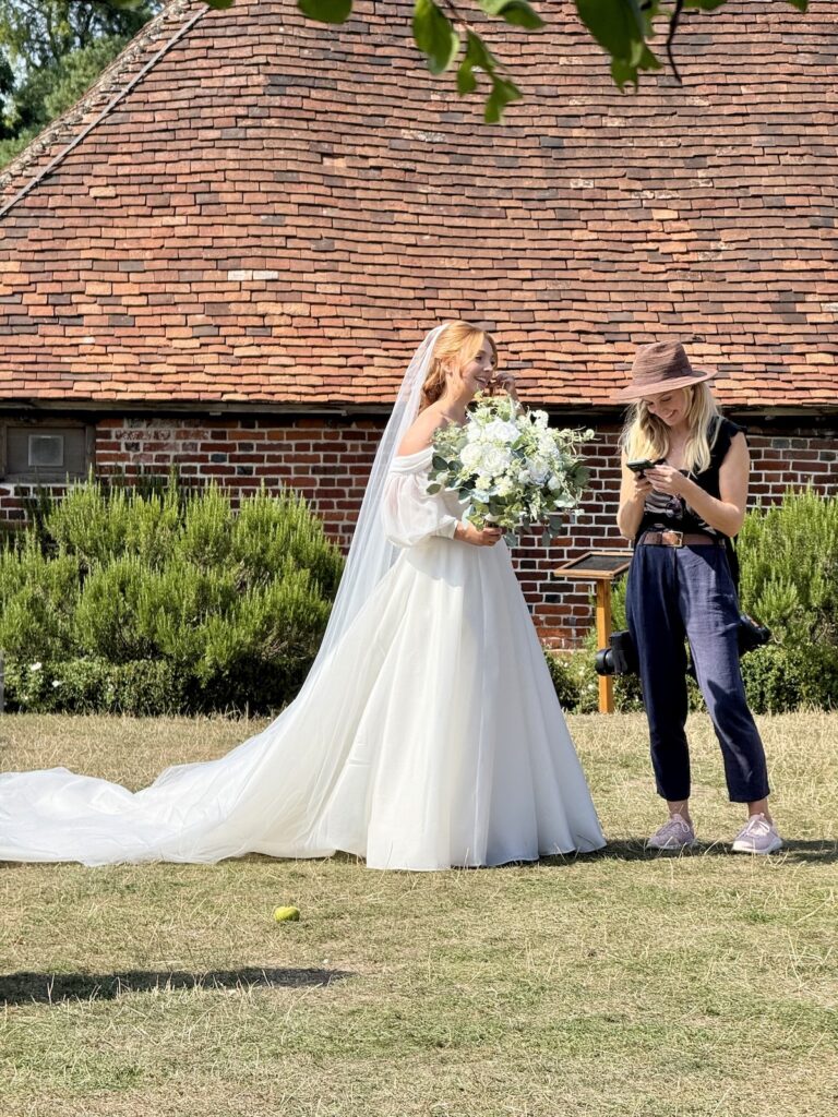 Bride and photographer at Ufton Court