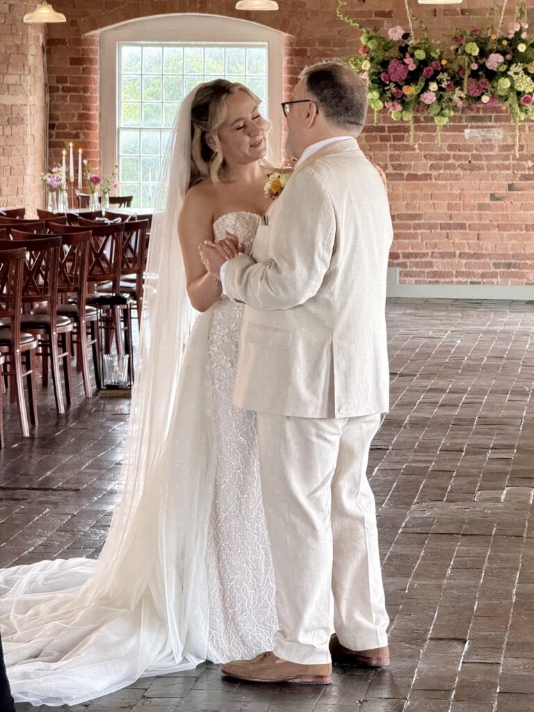 Bride Father Dance at the West Mill Wedding Venue in Derby