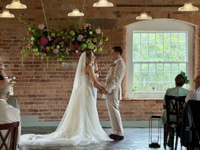 Couple getting married at the West Mill Wedding Venue in Derby