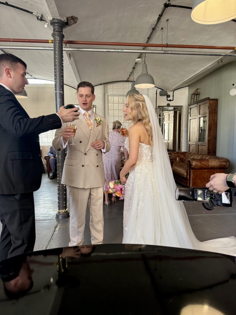 Bride and Groom Drinks at the West Mill Wedding Venue in Derby