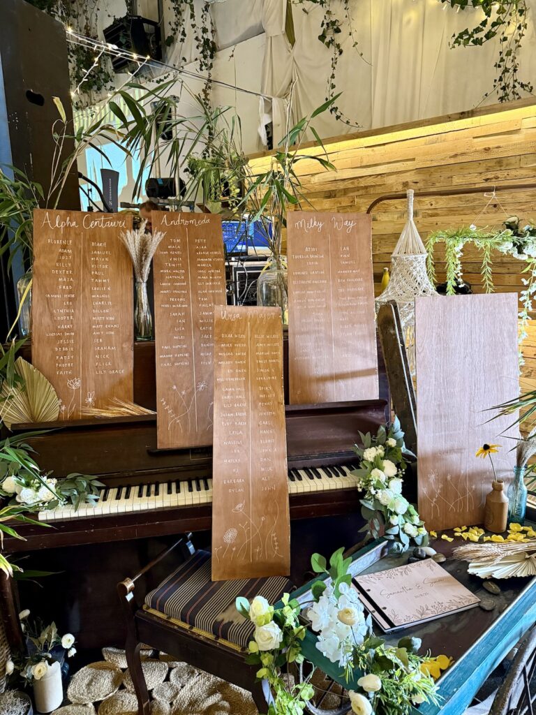 Table plan with piano at the Ash Barton Estate in North Devon