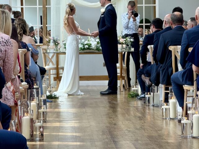 Bride and Groom Ceremony at Bredenbury Court Barns