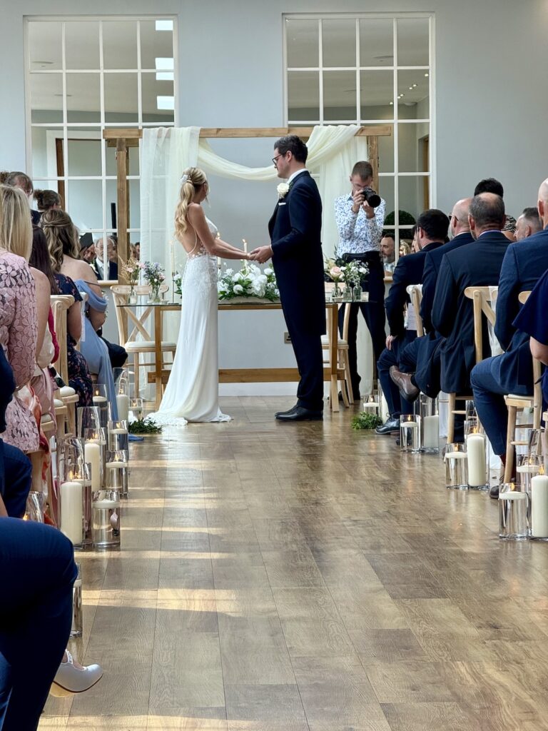 Bride and Groom Ceremony at Bredenbury Court Barns