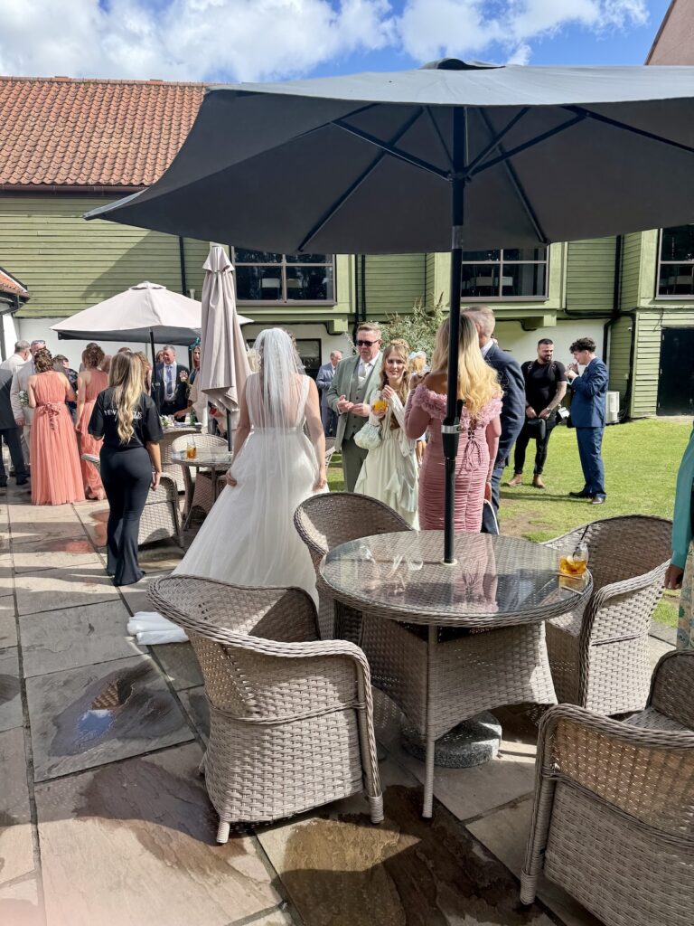 Outdoor drinks reception at Hellaby Hall Hotel