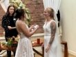 Two brides in the ceremony at the Pheasantry Brewery near Newark in Nottinghamshire.