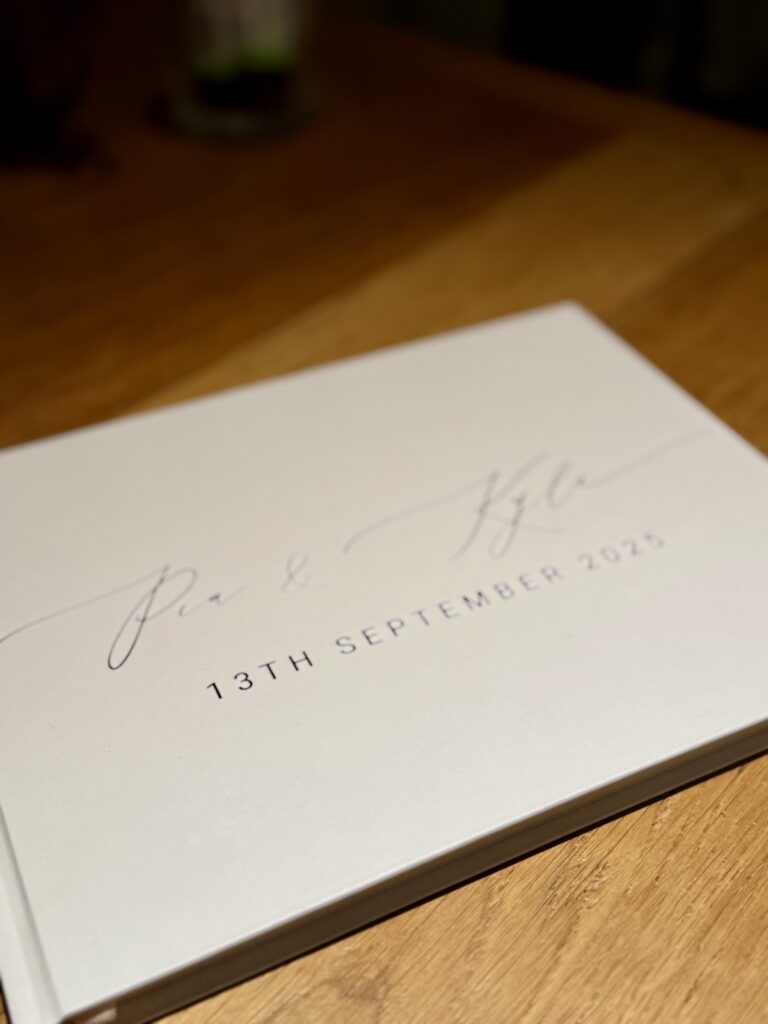 Wedding book at Stretton Manor Barns