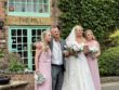 Bride and Groom outside at the Mill in Stone Staffordshire