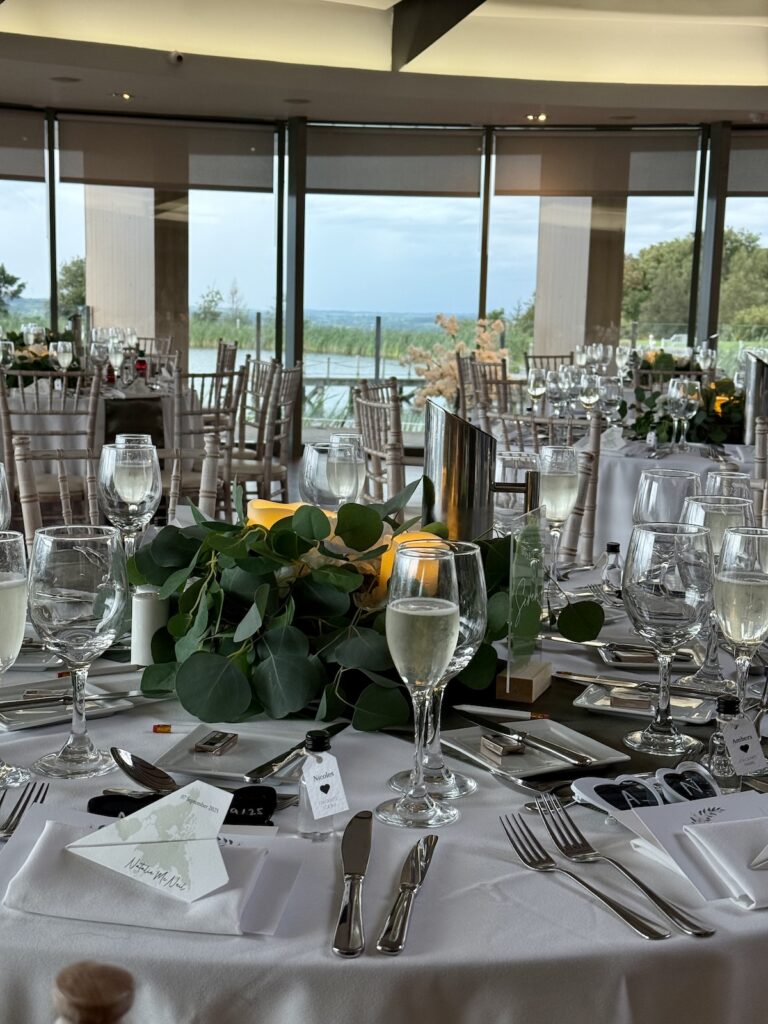 Wedding meal setup at The Vu in Bathgate Scotland