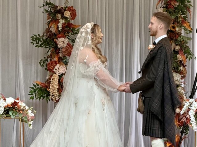 Bride and Groom at Balbirnie House in Scotland