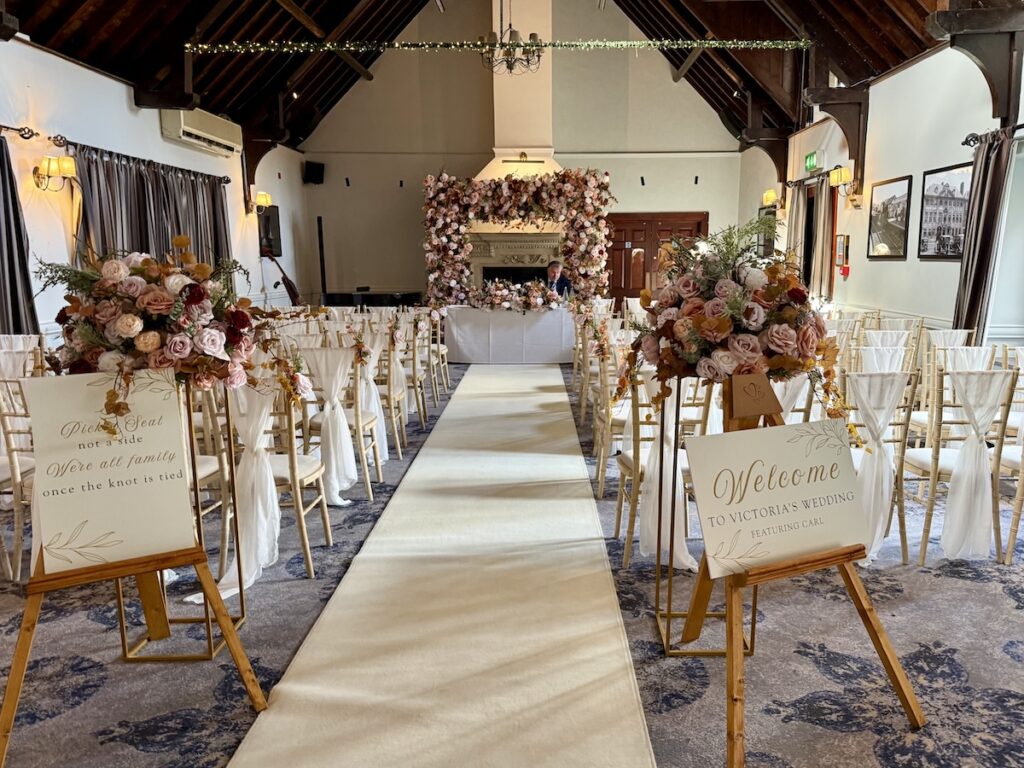 Wedding ceremony at Dunstan Hall Hotel in Norwich, Norfolk