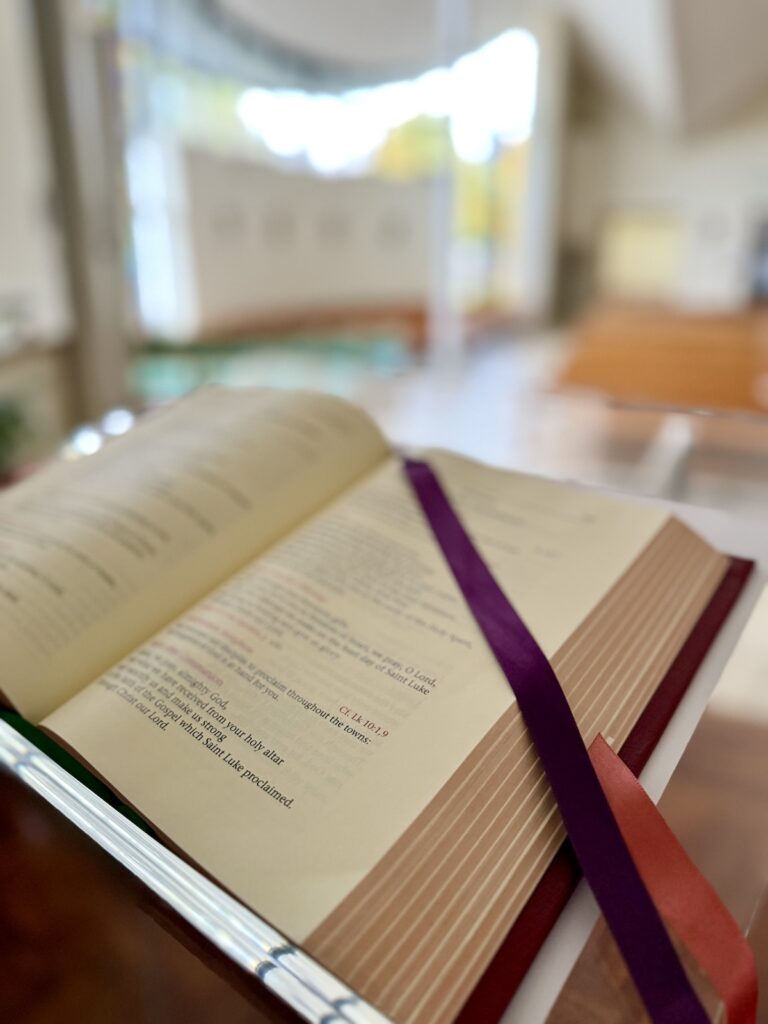 Bible at St Joseph's RC Church in Clarkston, Glasgow, Scotland