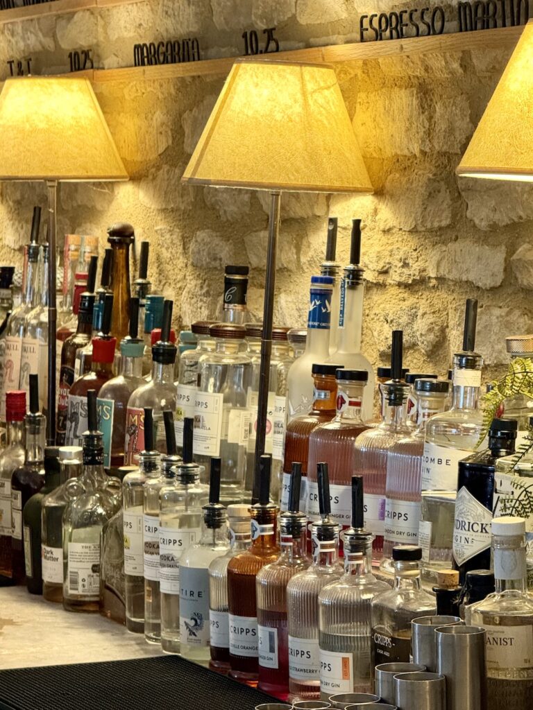 The Bar with Cripps Gin at Old Gore in Cirencester.