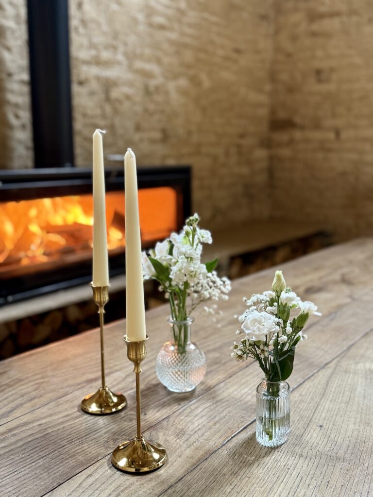 Fire and candles for ceremony at Old Gore in Cirencester.