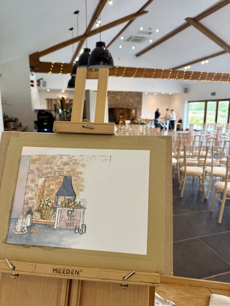 Wedding artist at Quantock Lakes in Somerset