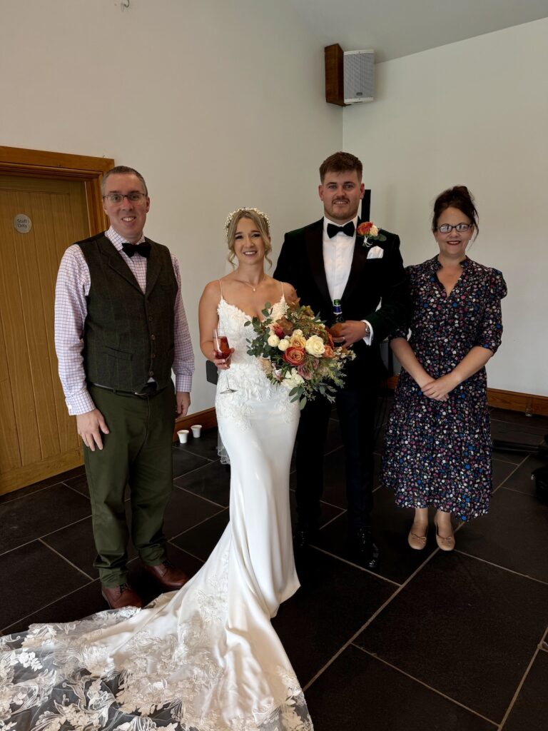 JAM Duo with bride and groom at Quantock Lakes in Somerset